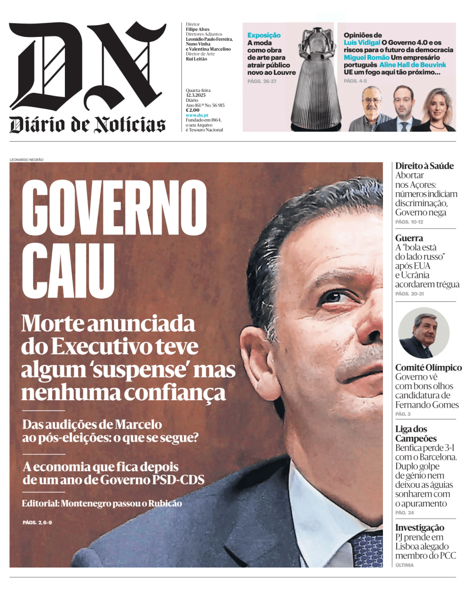 Prima-pagina-Diario de Noticias-edizione-di-oggi-20250312